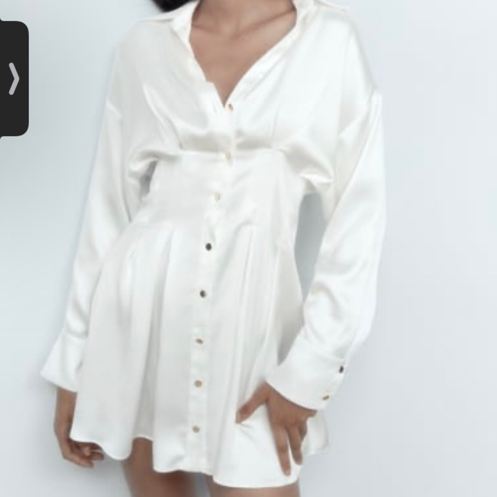 White Zara dress, button up.polyester.